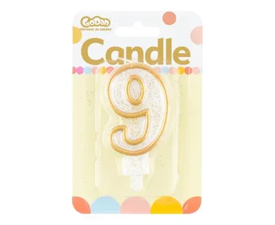Produktbild von B&C Kerzenzahl "9", Goldkontur, 1er Pack