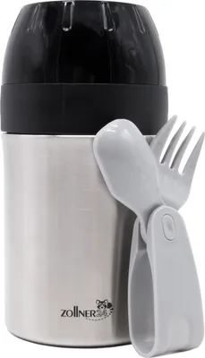 Produktbild von Thermobehälter Edelstahl für Speisen und Babynahrung mit klappbaren Besteck, 400 ml