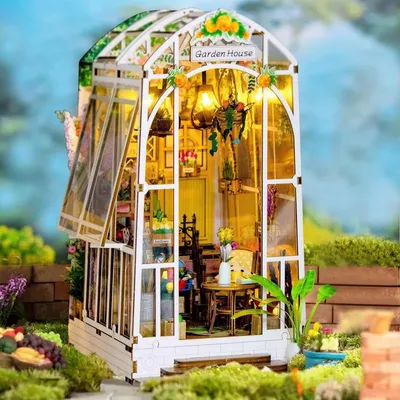 Zdjęcie produktu dla DIY Book Nook Kit, DIY domki dla lalek, miniaturowe domki z meblami i oświetleniem LED, drewniane podpórki do książek 3D, modele dla dorosłych i dzieci