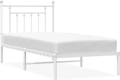 Produktbild von vidaXL Bettgestell mit Kopfteil Metall Weiß 90x200 cm