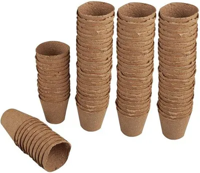 Immagine prodotto di Vasi biodegradabili Unyqoos® per la semina – vasi rotondi da 6 cm di diametro, confezione da 96 pezzi, realizzati in materiale naturale puro, ideali per la semina e le piantine