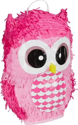 Produktbild von Relaxdays Pinata Eule Pink, befüllbares Partyspiel für Kindergeburtstag, 43x26x28 cm