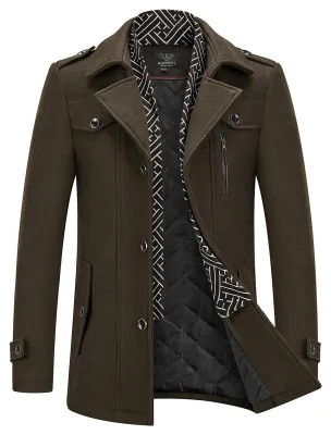 Imagen del producto de Solidchoice - Abrigo de lana para hombre, estilo trench, ideal para el invierno, con cuello desmontable