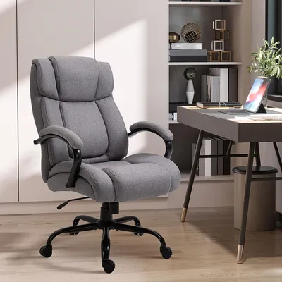 Produktbild von Bürostuhl, Ergonomischer Chefsessel bis 220 kg belastbar, Gepolsterter Schreibtischstuhl mit Armlehne, breit Sitz, Höhenverstellbarer Drehstuhl mit...