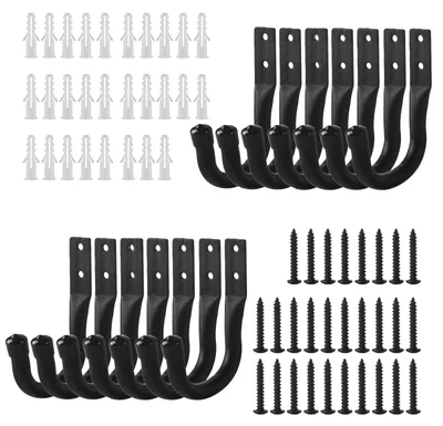 Image de 14 crochets muraux robustes en acier inoxydable 100 % acier inoxydable - Crochets de rangement pour garage et atelier