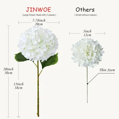 Produktbild von Kunstblumen Hortensie 50 cm, 5 Stück, weiße Seide, für Blumenstrauß
