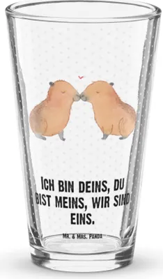 Produktbild von Mr. & Mrs. Panda Glas Capybara Liebe - Transparent - Geschenk, Glasbecher, Lustige Sprüche, Verliebt, Liebesspruch, Cocktailglas, Bierglas, Longdrinkglas, Geschenkidee