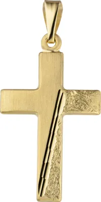 Produktbild von JOBO Anhänger Kreuz 333 Gold Gelbgold teil matt gehämmert Kreuzanhänger