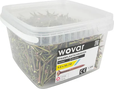Produktbild von Vorteilseimer Spanplattenschrauben Gelb Verzinkt 4,0 x 50 mm Torx 20 Teilgewinde - 1500 Stück
