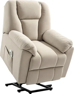 Produktbild von HOMCOM Elektrischer Relaxsessel mit Massage- und Heizfunktion, elektrischer Relaxsessel mit verstellbarer Rückenlehne, USB-Anschlüssen, Fernbedienung, Entspannungssessel für Senioren, Beige