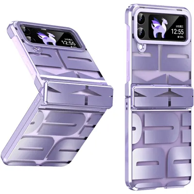 Obrázek produktu pro Pouzdro pro Samsung Galaxy Z Flip 3 5G, galvanizované průhledné pouzdro s ochranou pantu Fialová