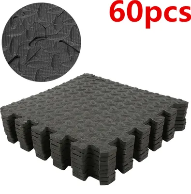 Produktbild von 60x EVA Schutzmatten Bodenschutzmatten Fitnessschutzmatten Trainingsmatten Unterlegmatten Sets schwarz 30x30cm
