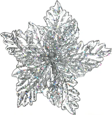 Produktbild von Weihnachtsstern - Kunststoff Blume auf Clip 23cm silber