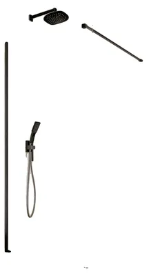 Produktbild von VEVOR Festes Glas-Duschpaneel, 864 x 1870 mm Halbrahm-Feste Duschabtrennung, 8 mm dicke klare gehärtete Glastür mit Dichtleiste und Hardware, leicht zu reinigen, für Badezimmer, Matt Schwarz, Halbrahmenlos