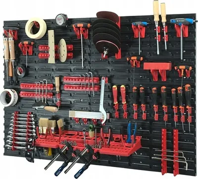 Produktbild von 65-dielna nástenná súprava náradia 1152 x 780 mm Perforovaná stena Nástenná polica na organizáciu dielne Držiak náradia