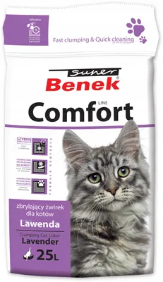 Zdjęcie produktu dla Super Benek Comfort Lawenda żwirek do kuwety dla kota bentonit 25L