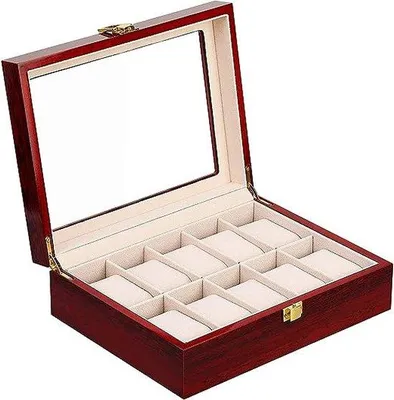 Produktbild von Famanu Uhrenbox aus Holz - 10 Fächer, kompakt und tragbar