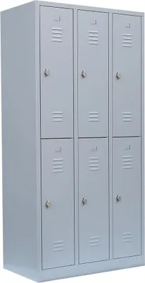 Produktbild von Spind Garderobenschrank Fächerschrank 180 x 88,5 x 50cm grau 6 Fächer 520230