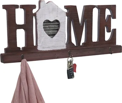 Obrázok produktu pre Nástenný vešiak HWC-A91 Home, vešiakový panel, vidiecky dom drevo kov