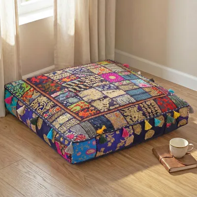 Image de Coussin patchwork vintage, 88x88 cm, pour l'extérieur