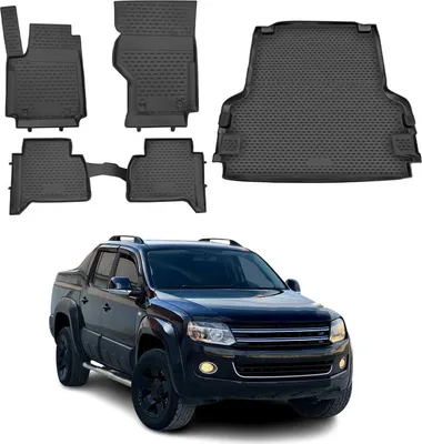 Zdjęcie produktu dla Zestaw dywaników podłogowych i wykładziny bagażnika do VW Amarok 2010-2021 gumowe TPE czarne 5x