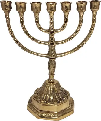 Produktbild von Menora 7-armig Kerzenständer Menorah Messing Farbe: Gold 21cm