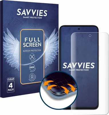 Produktbild von 4x Savvies Fullscreen Schutzfolie für Xiaomi Redmi 15 Displayschutz Folie Fullcover Klar Transparent
