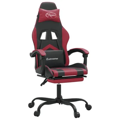 Produktbild von vidaXL Gaming-Stuhl mit Fußstütze Drehbar Schwarz & Weinrot Kunstleder