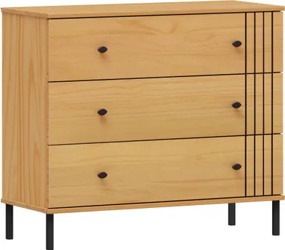 Produktbild von Kommode mit 3 Schubladen Kiefer massiv eichefarbig WILLOW-69