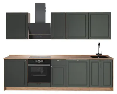 Immagine prodotto di Cucina componibile Vicco Fame-Line Verde-oro rustico/Rovere dorato 280 cm, PL Rovere, Model 64201