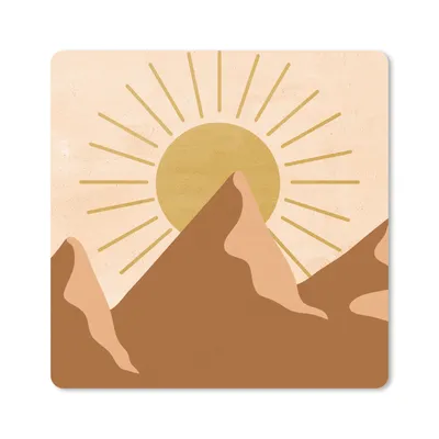 Produktbild von MuchoWow® Mauspad Mousepad Sonne - Berg - Abstrakt - Boho 20x20 cm - Mousepads - Maus Mat - Pad - Mausunterlage - Desk Mat - Bureauartikeln