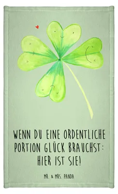 Produktbild von Mr. & Mrs. Panda Handtuch Blume Kleeblatt - Blattgrün - Geschenk, Garten, Gästetuch, Umzug, Motivation, gäste wc, Klein, Mini-Handtuch, Glücksbringer, buntes, Neuer Job