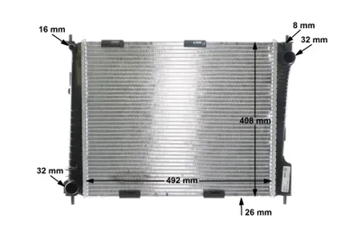 Produktbild von Kühler Motor Kühlrippen gelötet 492 mm - 408 mm MAHLE für u.a. RENAULT CLIO