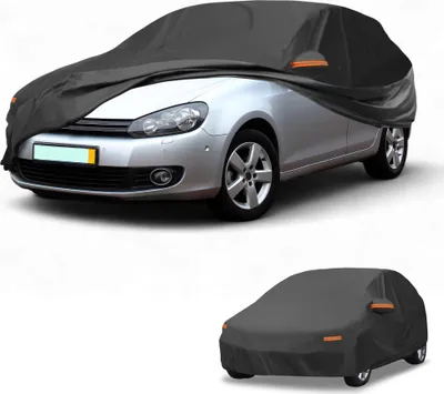 Image de Housse De Voiture šŠtanche Toutes Saisons Protection Contre Le Soleil Et La Pluie Pour Volkswagen Golf 2003-2022 210D-Pu Noir Avec Bandes RšŠflšŠchissantes