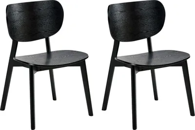 Obrázek produktu pro BELIANI Sada 2 jídelních židlí černá jasanová dýha kaučukové dřevo bez područek minimalistický design