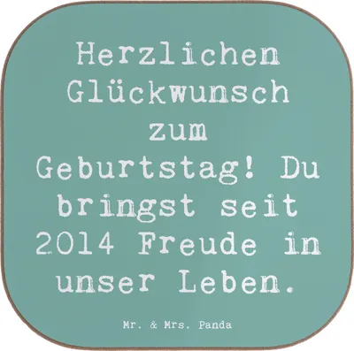 Produktbild von Mr. & Mrs. Panda Untersetzer für Gläser Spruch 2014 Geburtstag Freude - Meeresbrise - Geschenk, Coaster, Tassenuntersetzer, gläseruntersetzer, unvergessliche, Glück, seit