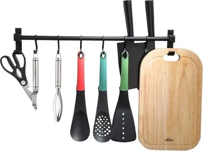 Image de Crochets de cuisine en aluminium, crochets muraux, 40 cm