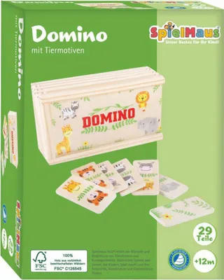 Obrázok produktu pre SpielMaus drevené domino s motívmi zvierat, 28 kusov