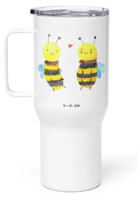 Produktbild von Mr. & Mrs. Panda Kaffee-to-go-Becher Biene Verliebt - Weiß - Geschenk, Isolierbecher, Trinkgefäß, Thermobecher, Teetasse, thermosbecher, Edelstahl-Thermobecher