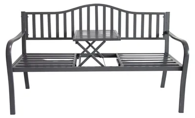 Image de Banc de jardin en métal avec table pliante intégrée 3 places Banc de meubles de jardin