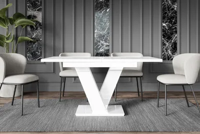 Produktbild von ALTDECOR Esstisch ausziehbar, ideal als Küchentisch, Esszimmertisch - oder Wohnzimmertisch, solide Konstruktion aus Möbelplatte, 120 -160x80x75 cm - Hochglanz Weiß - ASIV