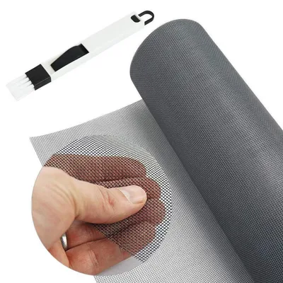 Productafbeelding van Vliegenhor gaas, glasvezel, 120 x 250 cm, grijs, inclusief ruitensproei-borstel