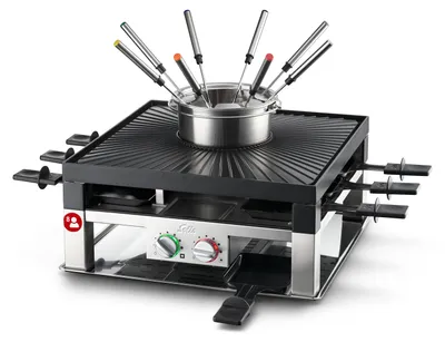 Produktbild von Solis Fondue und Raclette Grill 1200W 8 Personen Fonduetopf 8 Spieße 8 Pfännchen