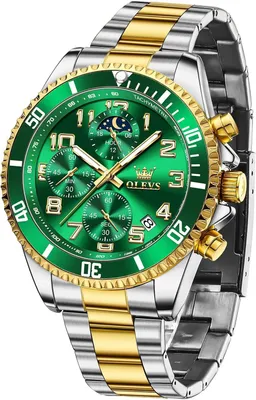 Produktbild von OLEVS Herrenuhr Analog Edelstahl Wasserdicht Leuchtzeiger Mondphase Chronograph mit Datum Klassisch Business Stil Armbanduhr für Herren