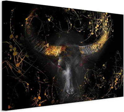 Produktbild von Italienischer Leinwand Leinwandbild - Enraged Bull (1 Part) Vertical - Third Variant 60x40 cm Tiere g-C-0328-b-d
