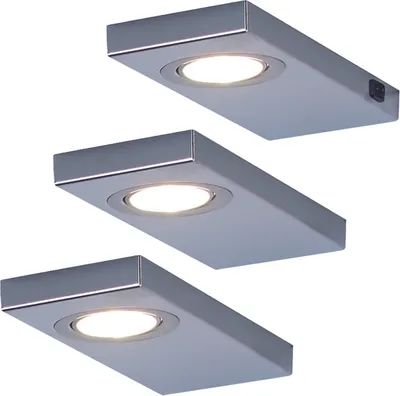 Produktbild von Rolux 3er-Set LED Leuchte LEON - 3 x 3 W, Edelstahl, 3200 K warmweiß, inklusive Konverter und Masterschalter; 141523