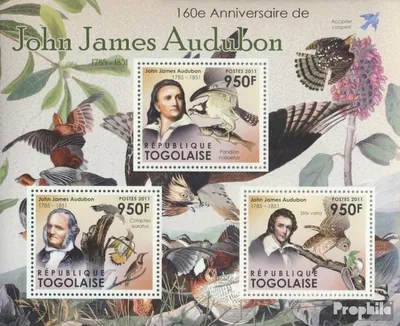 Produktbild von Briefmarken Togo 2011 Mi 4237-4239 Kleinbogen (kompl. Ausgabe) postfrisch John James Audubon, (1785-1851), Vögel