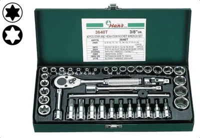 Produktbild von HANS Steckschlüsselsatz 3640T, 3/8 Zoll Antrieb, 40-teilig, Sechskant Torx E-Profil
