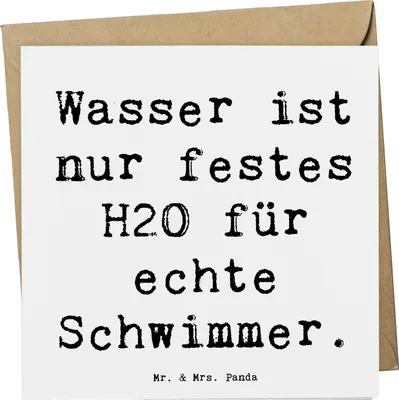 Produktbild von Mr. & Mrs. Panda Grußkarte Spruch Schwimmen Abenteuer - Weiß - Geschenk, Schwimmer, anlasskarte, Rückenschwimmen, faltkarte, Glückwunschkarte, Sportler, Klappkarte, Sport