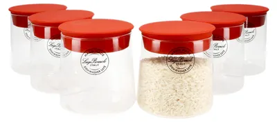 Produktbild von Bormioli 6-tlg. Set Vorratsgläser Omnia 0,5L mit Silikon-Deckel Behälter Dosen
